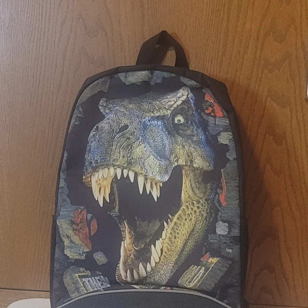 Dinosaur Graphic Black Backpack for Men
